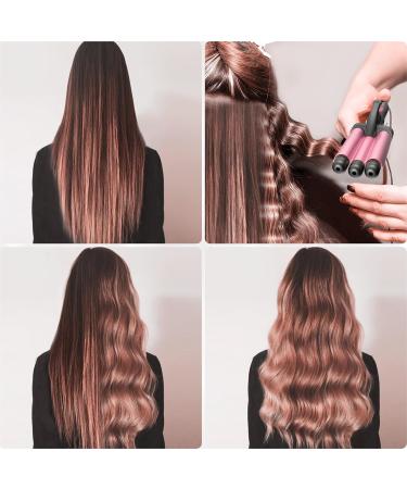3-Barrel Curling Iron for Beach Waves - Adjustable Fast Heating Wave Iron for Long & Short Hair - Pink - Buy Online on GoSupps.com