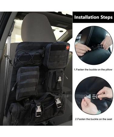 Mocoli Tactical Car Seat Organizer - Backrest Protection with 5 Removable Bags | Universal Fit for Most Vehicles - Black - Buy Online on GoSupps.com