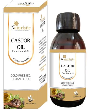 Naturistic 100ml Cold Pressed Castor-Oil for Hair Growth Skin Eyelashes & Eyebrows - Pure Caster Oil for Beard Scalp and Face - Castor Oil for Hair and Skin Care. - Buy Online on GoSupps.com