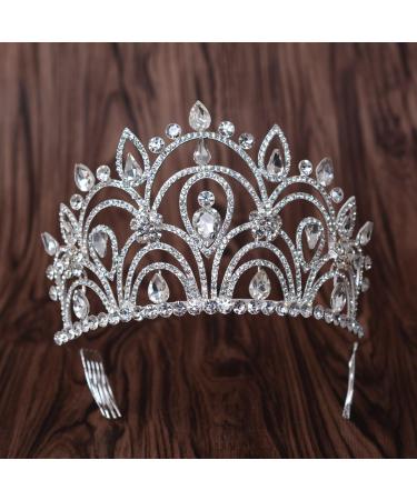 Eseres Tall Pageant Tiaras - Elegant Rhinestone Crown for Women with Combs - Buy Online on GoSupps.com
