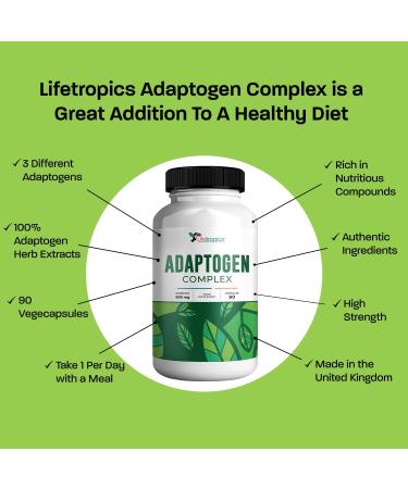 Lifetropics Adaptogen Complex | Plant-Based Supplement with Ashwagandha, Rhodiola Rosea & Bacopa Monnieri | 90 Vegecaps - Buy Online on GoSupps.com