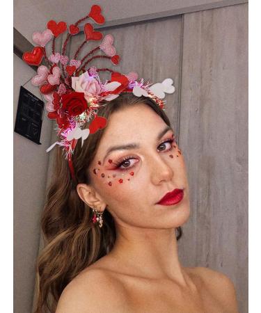 IYOU Valentines Led Headband Red Heart Light Up Hair Bands Rose Flower Amor Valentine's Day Cosplay Hair Accessories for Women - Buy Online on GoSupps.com