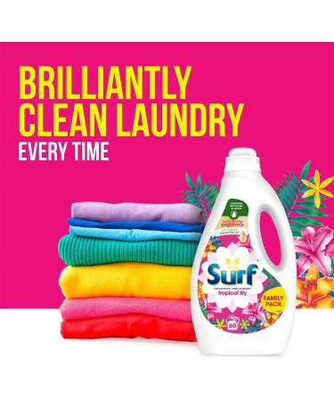 Surf Concentrated Liquid Detergent Long Lasting Fragrance and Made with Natural Essential Oil Tropical Lily or Coconut Bliss Family Pack 1.62 Litre 60 Washes (Tropical Lily Buy 2) - Buy Online on GoSupps.com