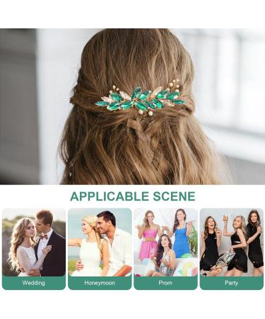Abaodam Crystal Bride Wedding Hair Comb Rhinestone Bridal Hair Clip Sparkly Hair Piece Gem Hair Accessories for Women and Girls Green - Buy Online on GoSupps.com
