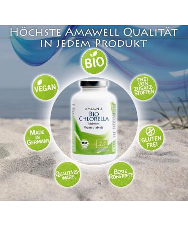 Buy AMLAWELL Organic Chlorella Tablets - 500g Protein-Rich Vegan with Iron Chlorophyll & Vitamin B12 - International Shipping Available - Buy Online on GoSupps.com
