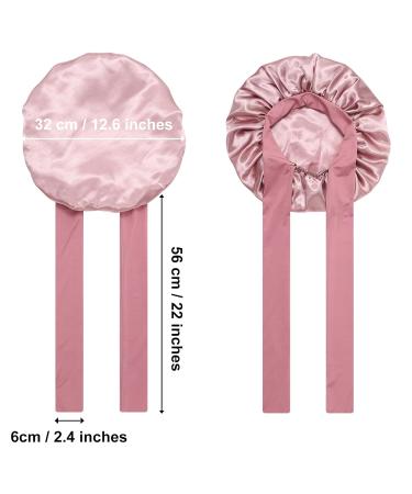 Welrog Silk Sleeping Hood for Women Night Hair Bonnet & Cap Pink with 3 Hair Ties Best for Hair Care & Sleep - Buy Online on GoSupps.com