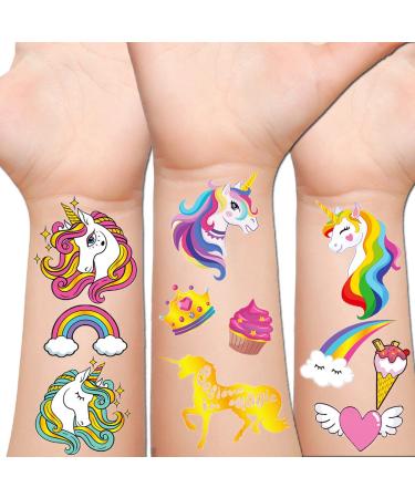 Hohamn Glitter Unicorn Temporary Tattoos for Girls - 50 Styles Unicorn Fake Tattoos for Girls Kids Birthday Party Supplies Favors  Baby Shower