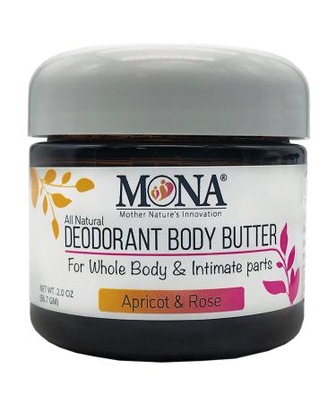 MONA BRANDS | 100% Natural Deodorant for Whole Body and Private Parts | For Women and Men | Aluminum  Baking Soda & Synthetic Fragrance Free | Vegan  Hypoallergenic & Safe for Sensitive skin | Apricot & Rose  2.0 Oz (Pac...
