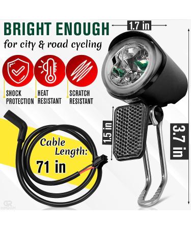 Ebike Headlight for Night Riding - Waterproof LED Bike Headlight for Road and Mountain Cycling - Universal Connector for 6V-60V Electric Bicycles - Buy Online on GoSupps.com