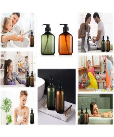 17oz Refillable Hand Soap Bottles with Pump - Set of 2, Amber and Green - Kitchen and Bathroom Dispenser - Buy Online on GoSupps.com