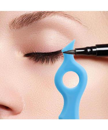 Eyebrow Pencil Stencil Silicone Tool Applicator Eyeliner - Reusable Silicone Eyeliner Applicator Tool for Women Girls Eyelash Eyeliner Beginners Blue - Buy Online on GoSupps.com