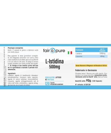 Fair & Pure - L-Histidine 500mg - vegan - 120 capsules - Buy Online on GoSupps.com