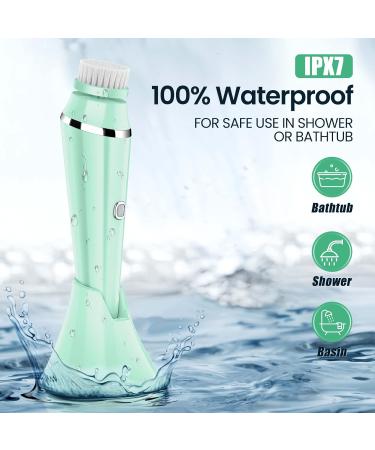 4 in 1 Facial Cleansing Brush - Electric Face Spin Brush with 4 Replacement Heads for Cleaning Exfoliating Massaging (Green) - Buy Online on GoSupps.com