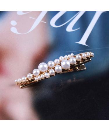 Yheakne Vintage Hair Clip Pin Gold Pearl Hair Pins Clip Pearl Hair Barrette Headpieces Decorative Hair Piece Metal Head Clip Hair Accessories for Women and Girls (Pearl) - Buy Online on GoSupps.com