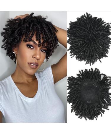 SCENTW Dreadlock Hair Topper Wig with Clip in Braided Hair Half wigs for Women Short Synthetic Dreadlocks Hair Pieces Toupee Afro hair for Women and Men Topper wiglets hairpieces for thinning hair 1b
