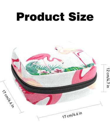 Menstruation Pad Bag with Zipper - Stylish Women's Napkin & Tampon Organizer - Tropical Leaves & Flamingo Design - Buy Online on GoSupps.com