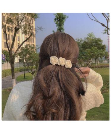 SUNEE 3 pcs White Roses Flower Hair Clips for Women - Perfect for Wedding, Bridesmaids, and Parties - Buy Online on GoSupps.com