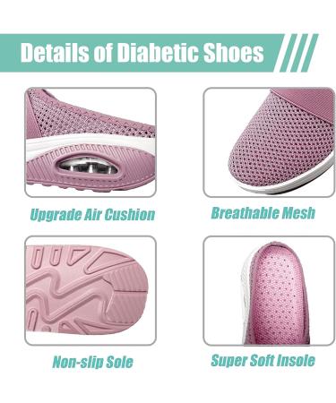 Diabetic Air Cushion Slip-On Orthopedic Walking Shoes for Elderly Women - Diabetic Plantar Fasciitis, Bunions, Arthritis - Black, Size 7 - Buy Online on GoSupps.com