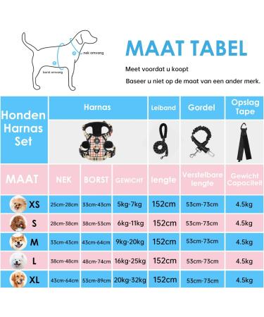 NESTROD Medium Dog Harness - Checkered Beige Anti-Drawing Safety Belt for Dogs - Size M (Neck 33-43cm Chest 43-64cm) - Buy Online on GoSupps.com