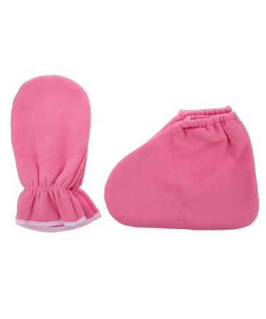 GALPADA Lot 2 Moufles et Couvre-pieds Paraffine Spa Taille Unique Rev tement en Flanelle Polyester Soin Nourrissant Mains et Pieds Usage Domestique et Salon de Beaut Couleur Rose