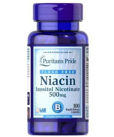 Puritan's Pride Flush Free Niacin 500 mg 100 Capsules - Buy Online on GoSupps.com