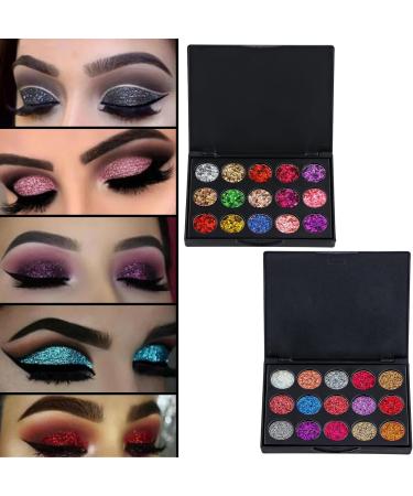  Dewocke Dewocke 15 Colors Glitter Eyeshadow Palette Highly Pigmented Metallic Glitter Eyeshadow Ultra Glam Eyeshadow for Eyes Long - Buy Online on GoSupps.com