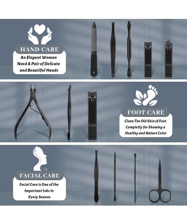 12Pcs Professional Manicure Set for Women Men | Nail Grooming Kit with Leather Travel Bag - Buy Online on GoSupps.com