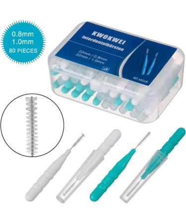 Kwokwei Interdental Brushes - 80 Hygienic Brushes with Protective Caps & Fluoride Coating Optimal 0.8mm & 1.0mm Wire - Ideal for Effective Oral Care - Buy Online on GoSupps.com