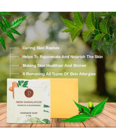 Neem Sandalwood Handmade Natural Bar Soap - Moisturizing Soap for Men & Women | 3-Pack 7.9 Oz - Buy Online on GoSupps.com