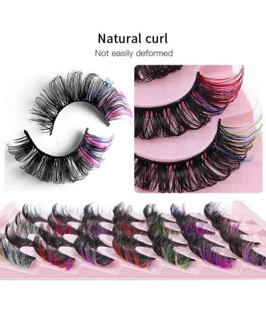 Uranian Colorful Fluffy Faux Mink Eyelashes - 14 Pairs D Curl Long Dramatic Volume Lashes for Women & Girls - Buy Online on GoSupps.com
