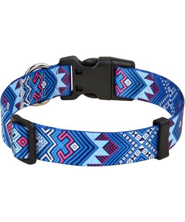 Mihqy Adjustable Soft Dog Collar - Bohemian Flower & Geometric Design | Comfortable for Small Medium & Large Dogs | XS (20-30 cm Neck) - Blue Ethnic Style - Buy Online on GoSupps.com