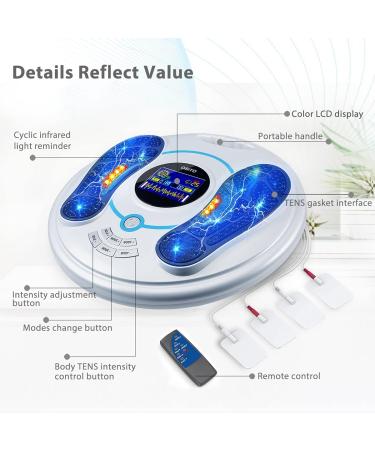 Circulatory Stimulator for Feet & Legs | Electric Foot Massage Device | 25 Modes 99 Intensity Levels for Pain Relief & Improved Blood Circulation - Gray - Buy Online on GoSupps.com