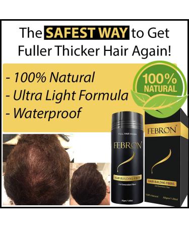 Febron Hair Fibers Dark Brown 30g - Hair Loss Concealer for Men & Women - Volumizing & Undetectable Bald Spot Filler - 100% Natural - 1.06oz Pack - Buy Online on GoSupps.com