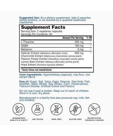 Nature's Lab Gentle Sleep Aid 60ct (30 Day Supply) - Melatonin, GABA, L-Theanine, Valerian Root, Chamomile and More - Buy Online on GoSupps.com