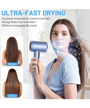 AOMEES 1600W Professional Ionic Hair Dryer - High Speed HD Display 4 Temp Modes & Memory Function - Sky Blue Metal - Buy Online on GoSupps.com