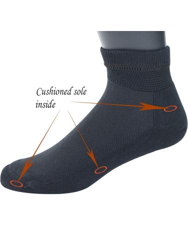 Yomandamor Non-binding Diabetic Ankle Socks for Men - 5 Pairs, Seamless Cushioned Cotton, Size 10-13, Black - Buy Online on GoSupps.com