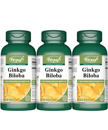 VORST Ginkgo Biloba Extract 50:1 60mg (3000mg raw herb) 3 X 90 Capsules | Supplement for Cognitive Function Eye Health Memory Retention & Brain Concentration Boost | Powder Pills | 3 Bottles 270 count (Pack of 1)