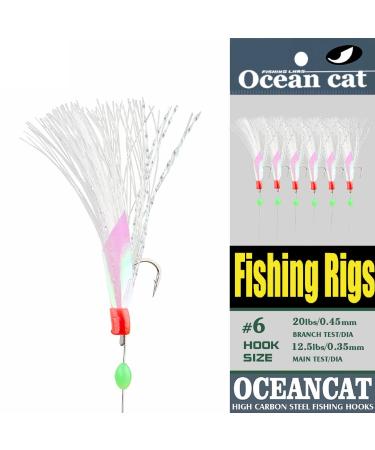5/10/25/50/100 Packs Fishing Rigs 6 Hook/Set Rainbow Skin Silk String Hook Fishing Lure Saltwater Freshwater Bait Rig Tackle 5#6#7#8#9#10# 10#-10 Packs