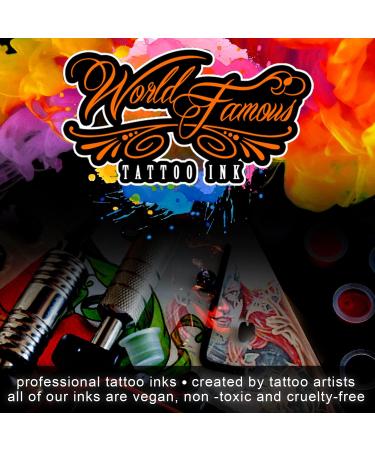 World Famous Tattoo Ink - 7 Color Simple Tattoo Kit - Skin-Safe Professional Ink Set with White Ink - Vegan & Non-Toxic - 0.5 oz Each - Buy Online on GoSupps.com