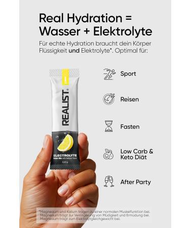 JARLSON REALIST Electrolytes Without Sugar TRY PACK Electrolytes Sugar Free Electrolyte Powder Sport & KETO with 1000 mg Sodium 330 mg Potassium & 60 mg Magnesium Made in Austria 5 Types Trial Pack 5 types of 2 sticks each  - Buy Online on GoSupps.com