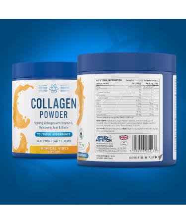 Applied Nutrition Collagen Powder - Tropical Vibes Flavour | 5000mg Hydrolysed Bovine Peptides with Vitamin C, Hyaluronic Acid & Biotin | 165g - Buy Online on GoSupps.com
