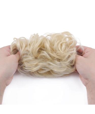 Silk-Co Hair Part with Rubber Band - Wavy Soft Dutt Hair Extensions for Messy Bun Updos - 45g Bleach Blonde Thickening Hair - Buy Online on GoSupps.com