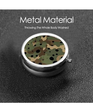 Camouflage Round Pill Box - 3 Compartment Travel Organizer for Vitamins & Medications | Portable Mini Decorative Pill Case - Buy Online on GoSupps.com