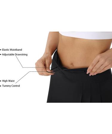 PERSIT Women's High Waisted Pleated Tennis Skirt with Pockets and Shorts - Large Black - Buy Online on GoSupps.com