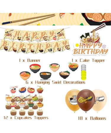 Ramen Noodles Party Decorations Japanese Birthday Decorations Including Ramen Birthday Banner Cake Topper Cupcake Toppers Balloons Spirals for Ramen Birthday Decorations - Buy Online on GoSupps.com