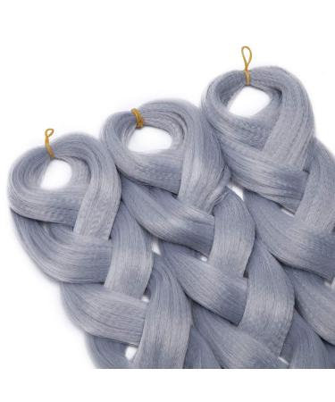 Buy Tess 41 Silver Gray Braids Extensions - Jumbo Crochet Synthetic Hair (5pcs 165g 100cm) for Stylish Looks - Buy Online on GoSupps.com