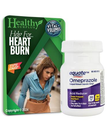 Equate Omeprazole 20mg 14-Day Course of Treatment and Vital Volumes Heartburn Tips Card - Bundle