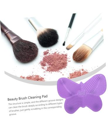 1pc Silicone Scrub Pad - Makeup Brush Cleaner Tray | Portable Beauty Brush Cleaning Instrument in Purple - Buy Online on GoSupps.com