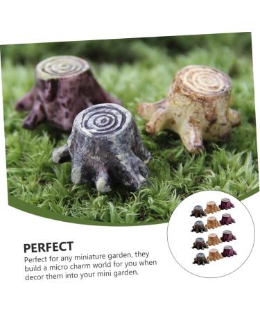 Gogogmee 12pcs Small Stump Stool Terrarium Decor Mini Garden Figurines Root Stump Ornament Retro Decor Resin - Buy Online on GoSupps.com