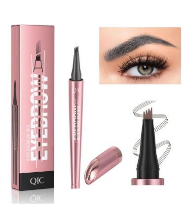 2024 New Magic Eyebrow Pen - 4-Pronged Waterproof Micro Blade for Natural Fine Brow (Grey) | Long Lasting Precision - Buy Online on GoSupps.com